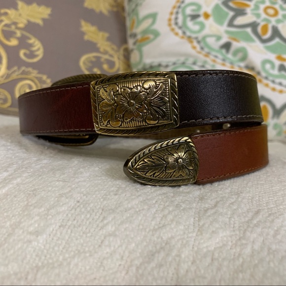 Floral Three tone leather Brighton belt - Picture 8 of 12